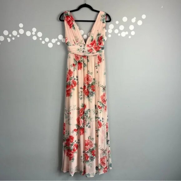 Lulu's Garden Meandering Blush Floral Print Maxi Dress Size S - Picture 1 of 10
